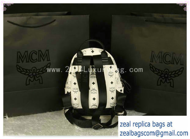 High Quality Replica MCM Stark Backpack Medium in Calf Leather 8003 White